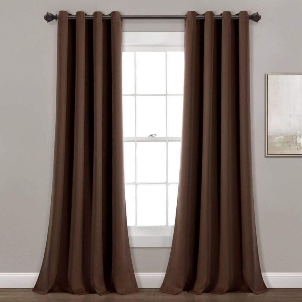 Lush Decor - Set of 2 (84"x52") Insulated Grommet Blackout Wind Brown